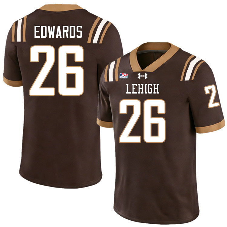 Lehigh Mountain Hawks #26 Brycen Edwards College Football Jerseys,Uniforms-Brown